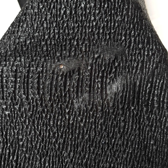 NWT DESSY 90s Crinkle Metallic Twist Strap 1 Shoulder Sleeveless Trumpet Gown 10 - Picture 5 of 5